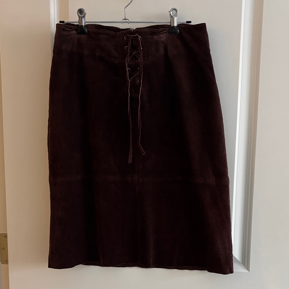 RW&CO. Dark Brown Lace-Up Pencil Skirt